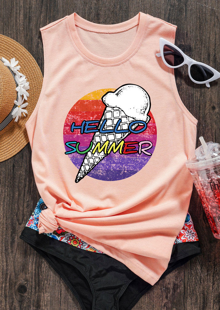 

Tank Tops Ice Cream Summer O-Neck Tank Top in Pink. Size: ,M,L,XL