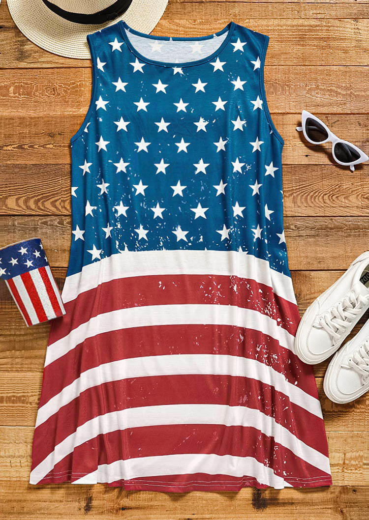 

Mini Dresses American Flag Sleeveless Mini Dress in Multicolor. Size: ,M,L