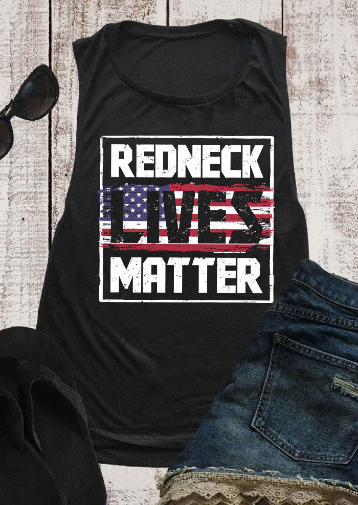 

Tank Tops American Flag Redneck Lives Matter Tank Top in Black. Size: ,M,L,XL