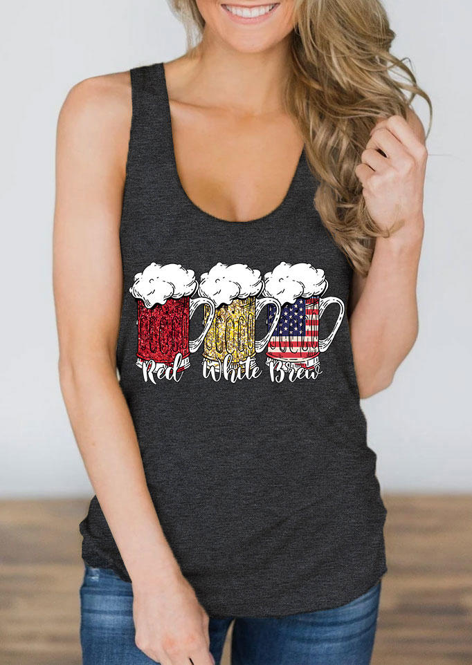 

Tank Tops Red White Brew Beer Drink Racerback Tank Top - Dark Grey in Gray. Size