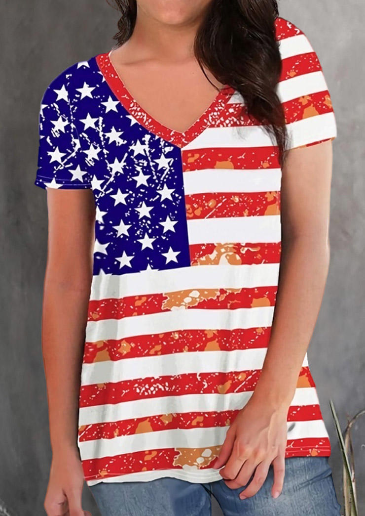 Blouses American Flag Star Striped Blouse in Multicolor. Size: M