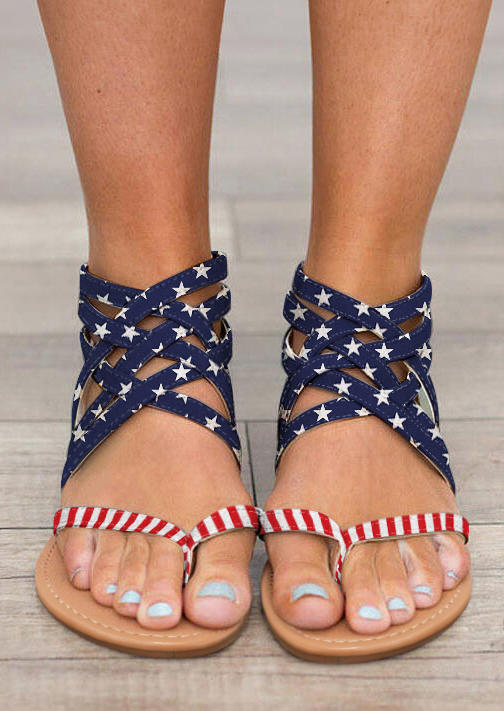 

Sandals American Flag Criss-Cross Sandals in Multicolor. Size: ,38,39,40,41