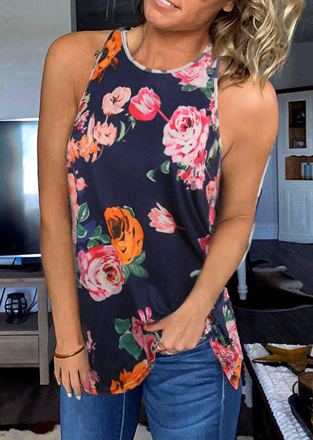 Floral Criss-Cross Casual Tank