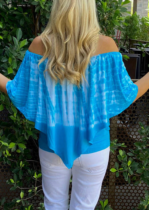 

Blouses Tie Dye Off Shoulder Blouse - Lake Blue in Blue. Size: L,M,,XL