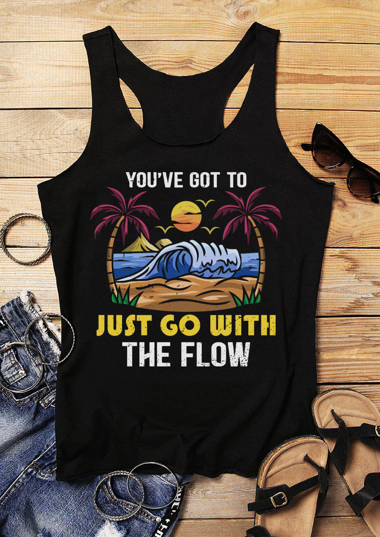 

Tank Tops You've Got To Just Go With The Flow Racerback Tank Top in Black. Size