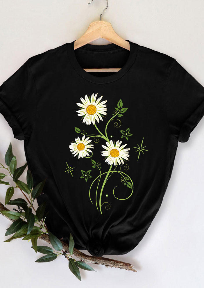 

T-shirts Tees Daisy Short Sleeve O-Neck T-Shirt Tee in Black. Size