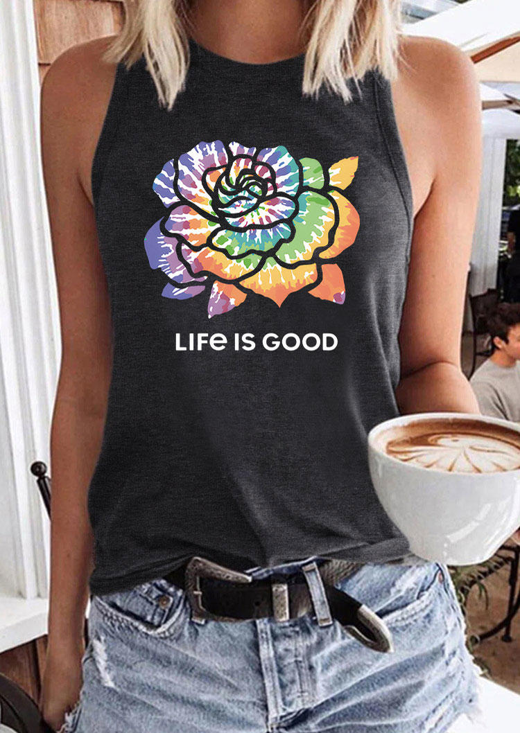 

Tank Tops Life Is Good Floral Tank Top in Dark Grey. Size