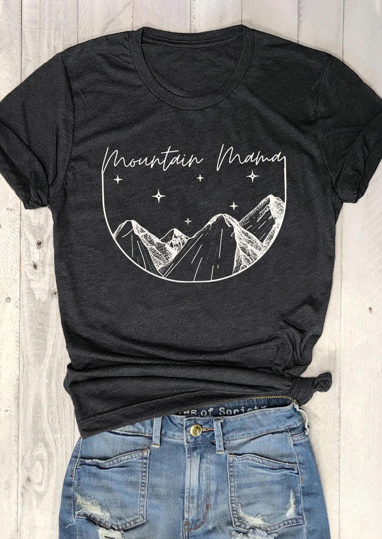

T-shirts Tees Mountain Mama O-Neck T-Shirt Tee in Dark Grey. Size