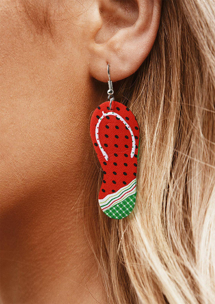 Earrings Watermelon Flip Flop Slippers Earrings in Multicolor. Size: One Size