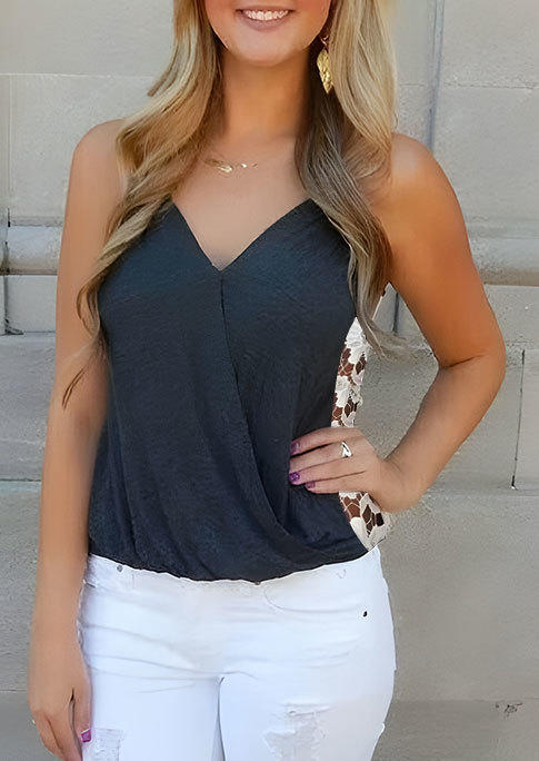 

Tank Tops Lace Wrap Open Back Camisole - Dark Grey in Gray. Size