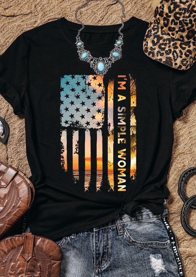 T-shirts Tees I'm A Simple Woman American Flag T-Shirt Tee in Black. Size: M
