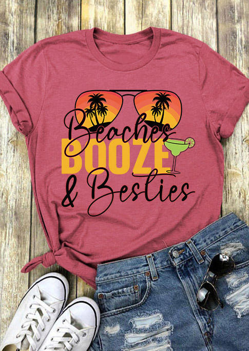 

T-shirts Tees Beaches Booze & Besties T-Shirt Tee - Brick Red in Red. Size