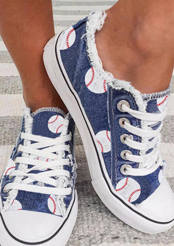 Sneakers Baseball Lace Up Frayed Sneakers in Blue. Size: 37,38,39,40,41
