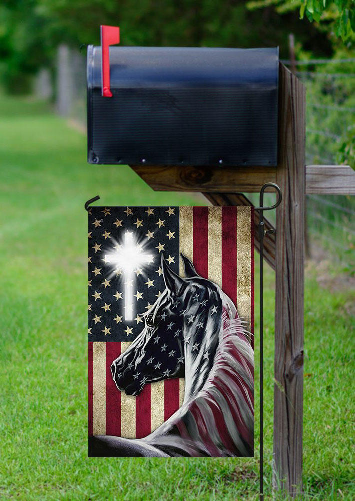 

Garden Flag American Flag Horse Cross Garden Ornament in Multicolor. Size