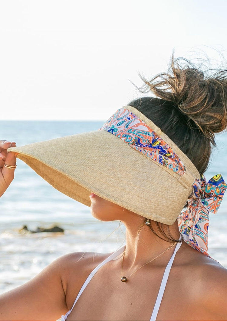 

Hats Paisley Hollow Out Sun Visor Straw Hat in Khaki. Size