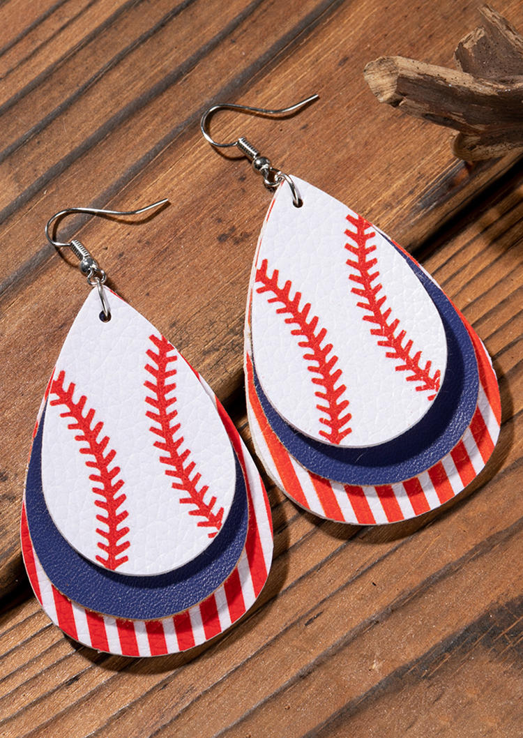 Earrings Baseball Striped Multi-Layered Earrings in Multicolor. Size: One Size