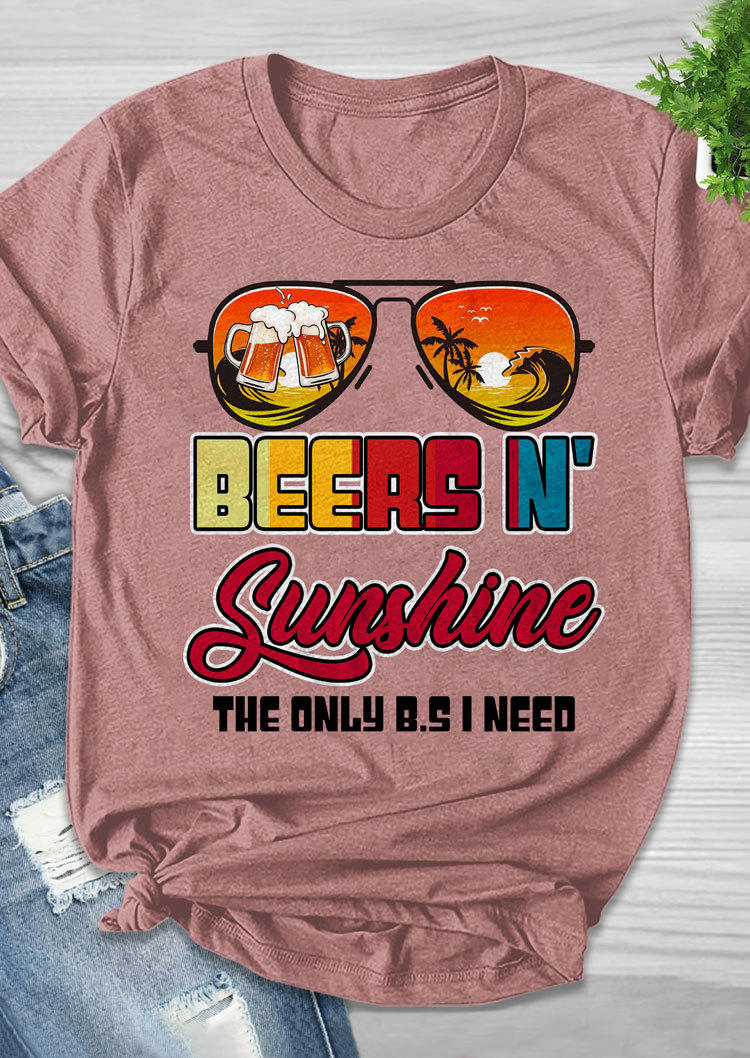 T-shirts Tees Beers N' Sunshine The Only B.S I Need T-Shirt Tee - Cameo Brown in Brown. Size: L,M,S,XL