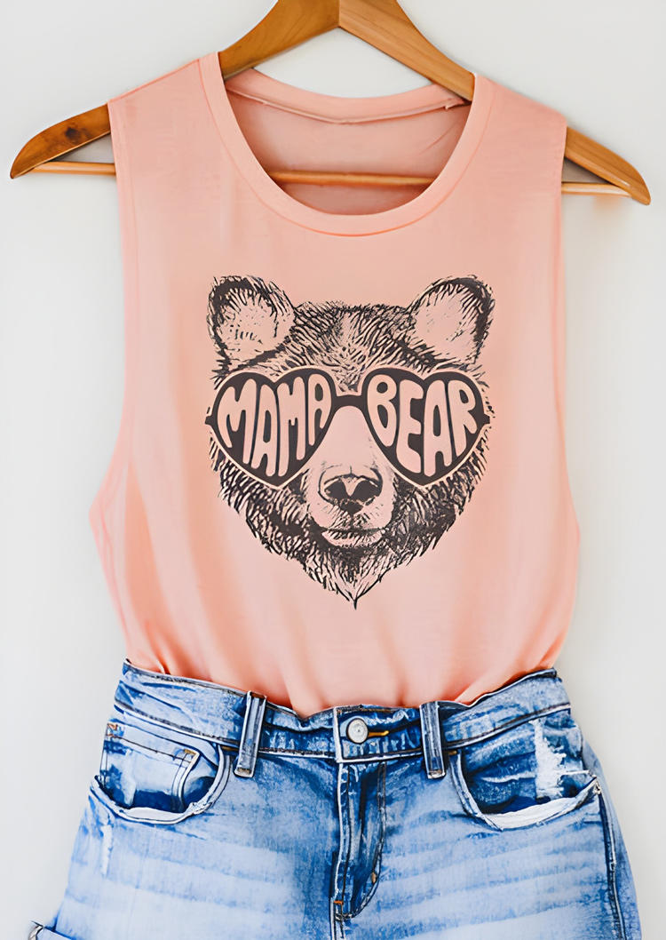 

Tank Tops Mama Bear O-Neck Tank Top in Pink. Size