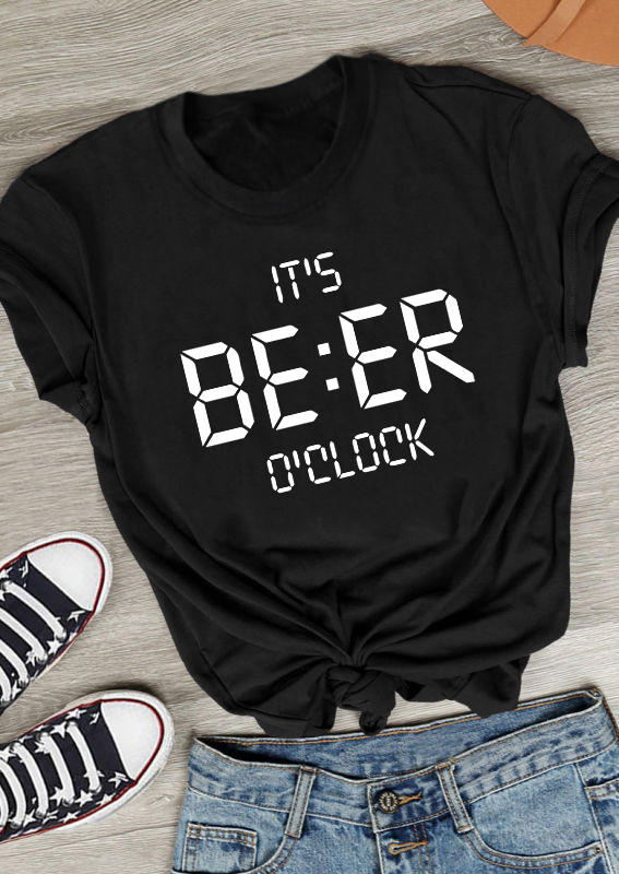T-shirts Tees It's Beer O'clock T-Shirt Tee in Black. Size: L