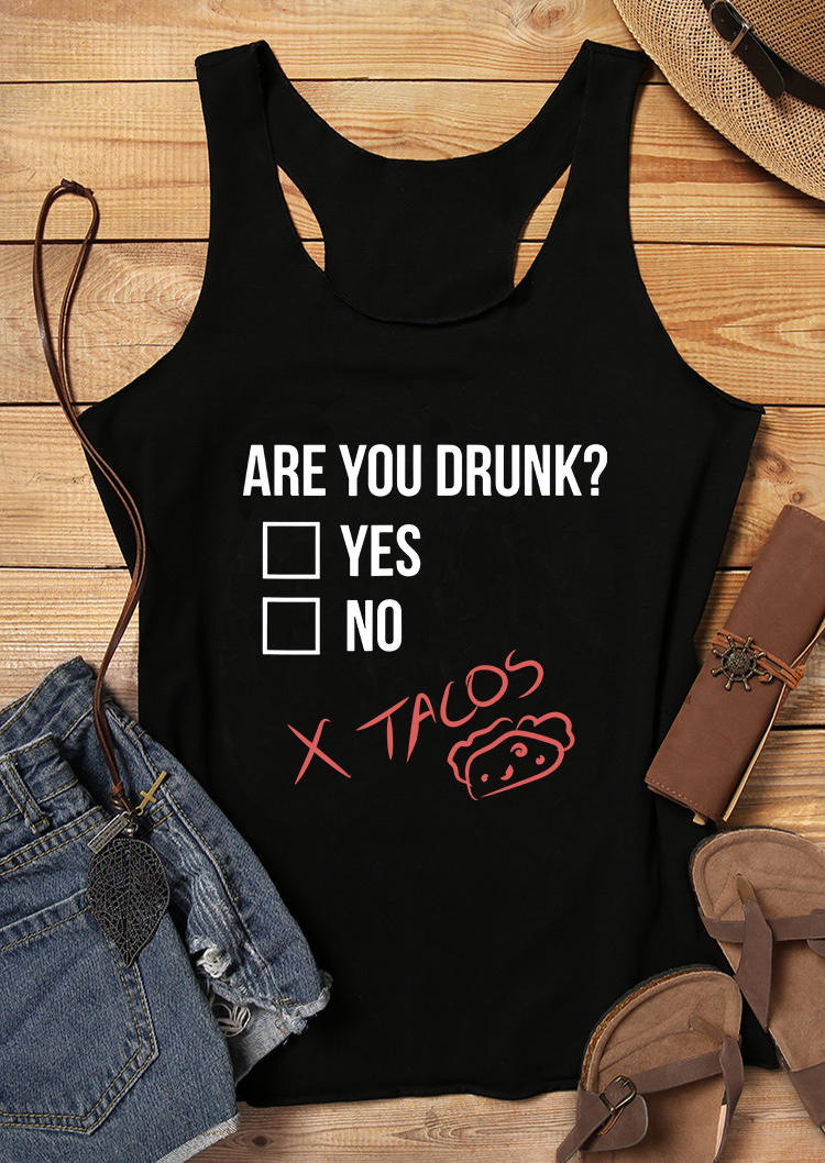 

Tank Tops Are You Drunk Tacos Racerback Tank Top in Black. Size