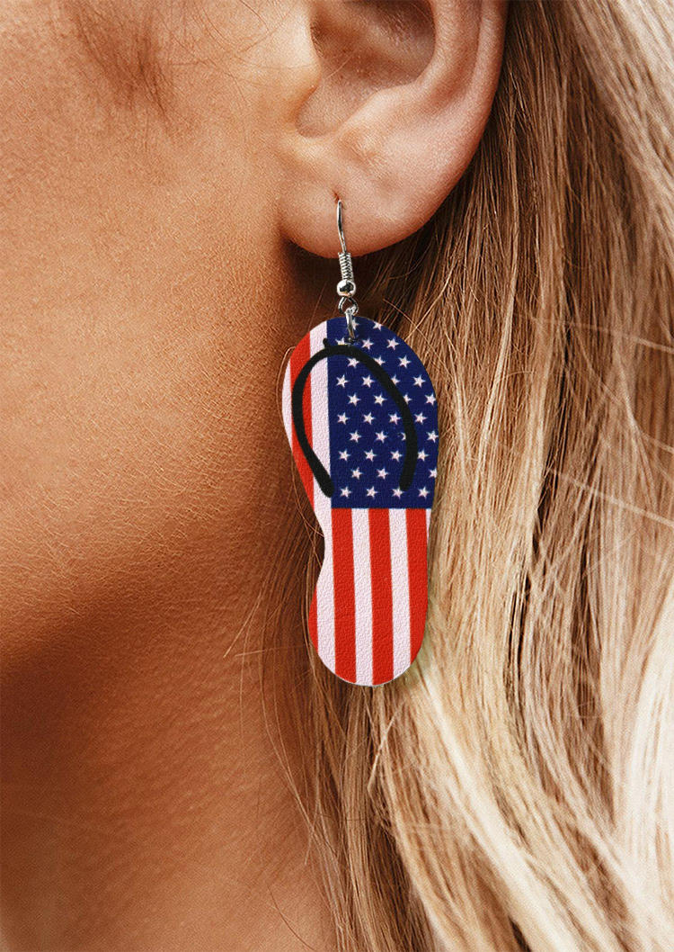 Earrings American Flag Flip Flop Slippers Earrings in Multicolor. Size: One Size