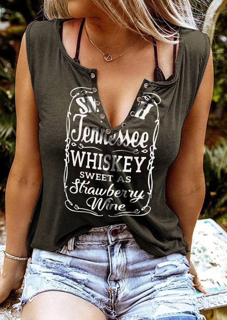 

Tank Tops Whiskey Sweet As Strawberry Wine Casual Tank Top - Army Green in Green. Size
