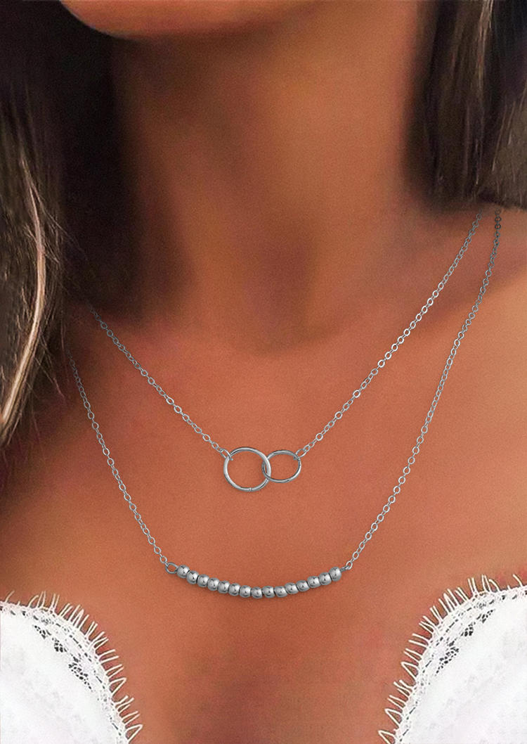 

Necklaces Beading Circle Dual-Layered Pendant Necklace in Silver. Size
