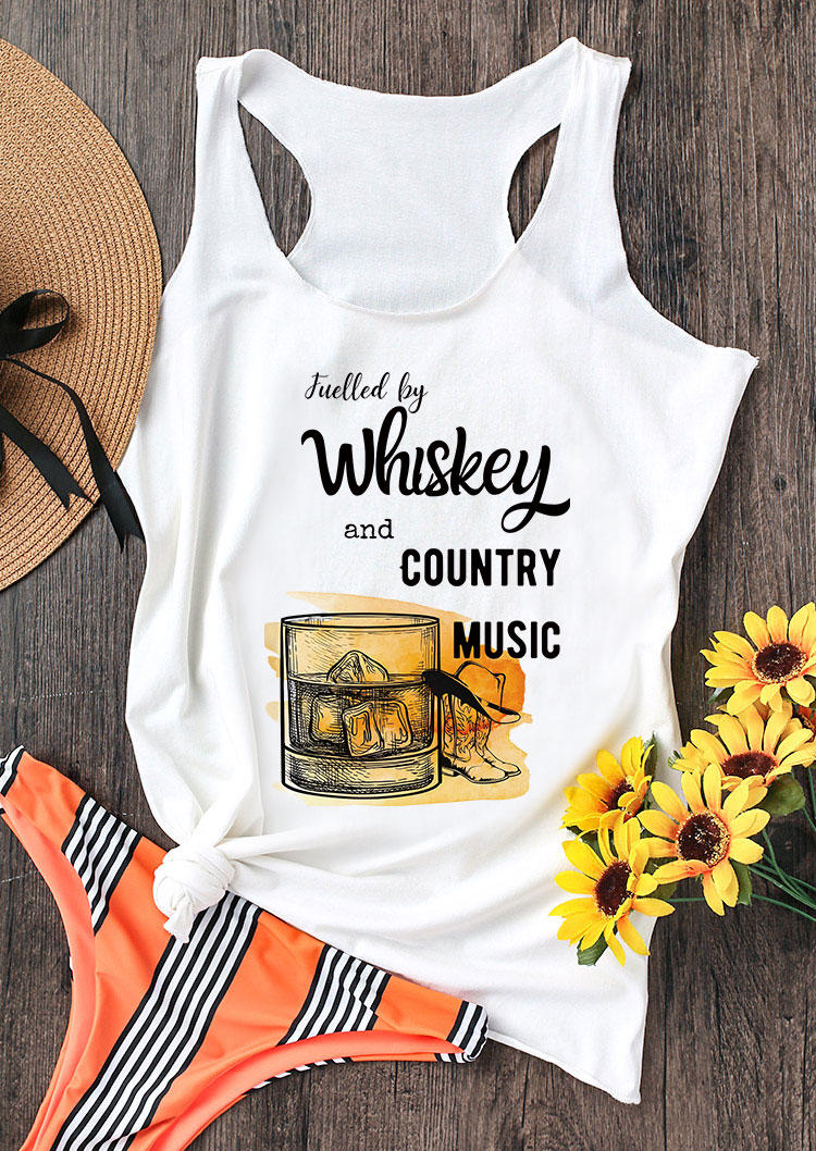 

Tank Tops Whiskey And Country Music Racerback Tank Top in White. Size