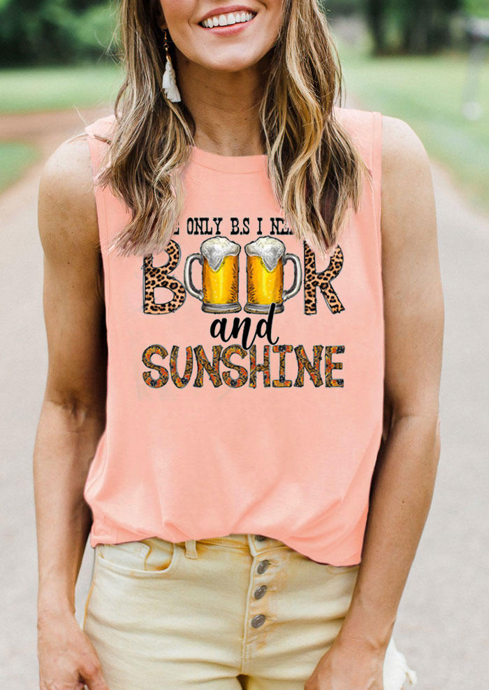 The Only B.S I Need Is Beer And Sunshine Tank - Pink