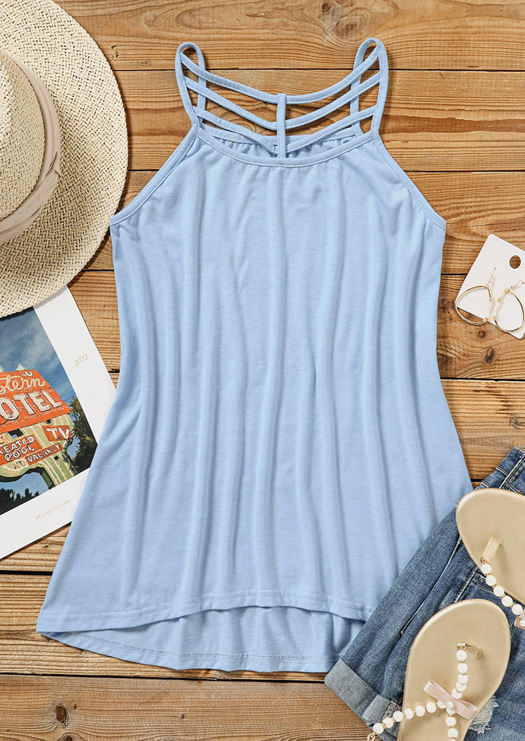 

Tank Tops Hollow Out Casual Camisole - Light Blue in Blue. Size: L,M