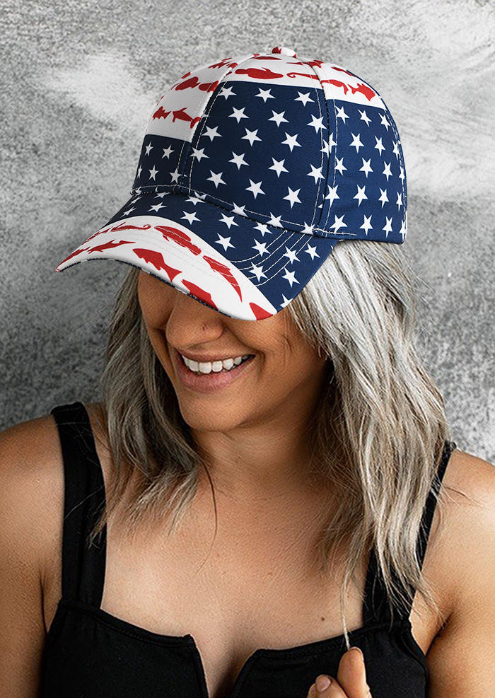 

Hats American Flag Star Fish Baseball Cap in Multicolor. Size