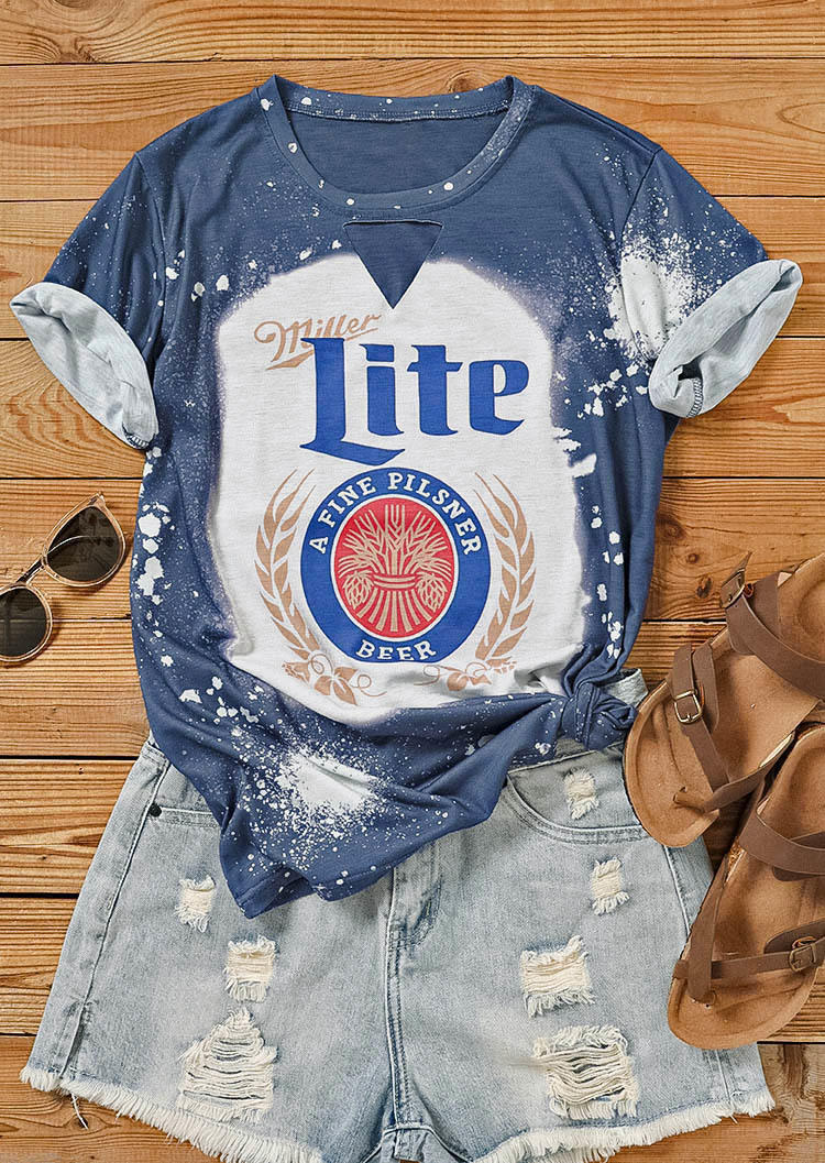 T-shirts Tees A Fine Pilsner Beer Bleached T-Shirt Tee in Blue. Size: M,L