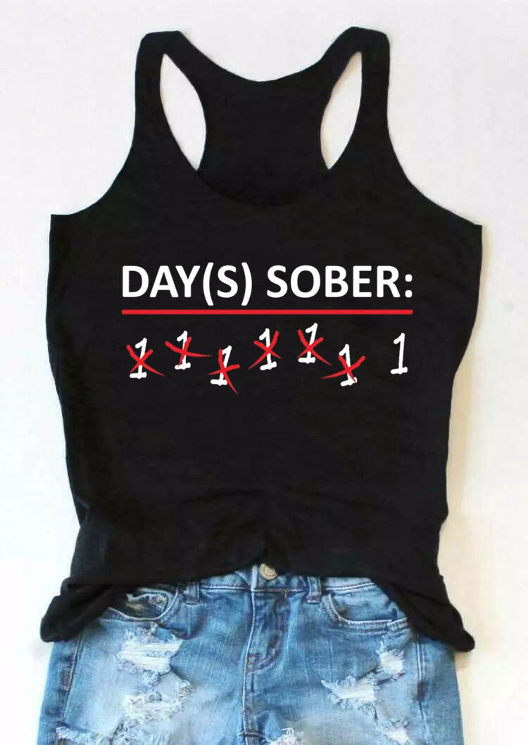 

Tank Tops Days Sober O-Neck Racerback Tank Top in Black. Size: ,XL
