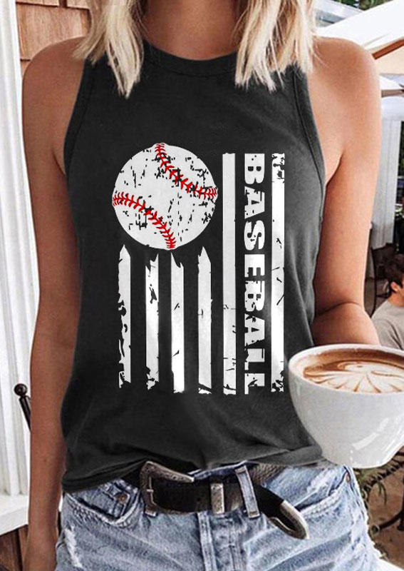 

Tank Tops Baseball American Flag Tank Top - Dark Grey in Gray. Size: L,S