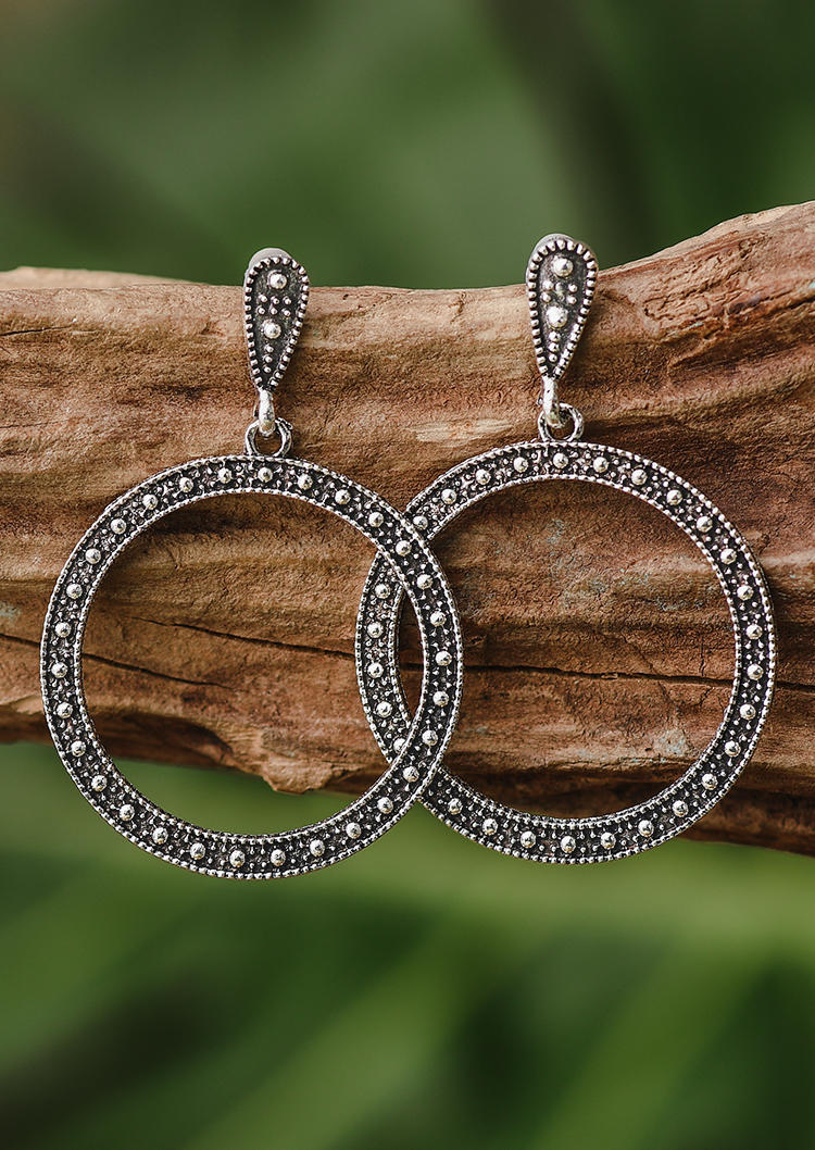 

Earrings Rhinestone Circle Alloy Earrings in Silver. Size