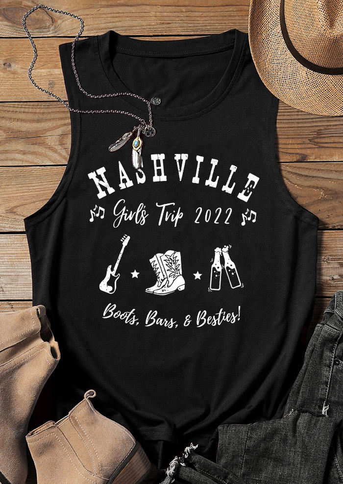 

Tank Tops Nashville Girl's Trip 2022 O-Neck Tank Top in Black. Size