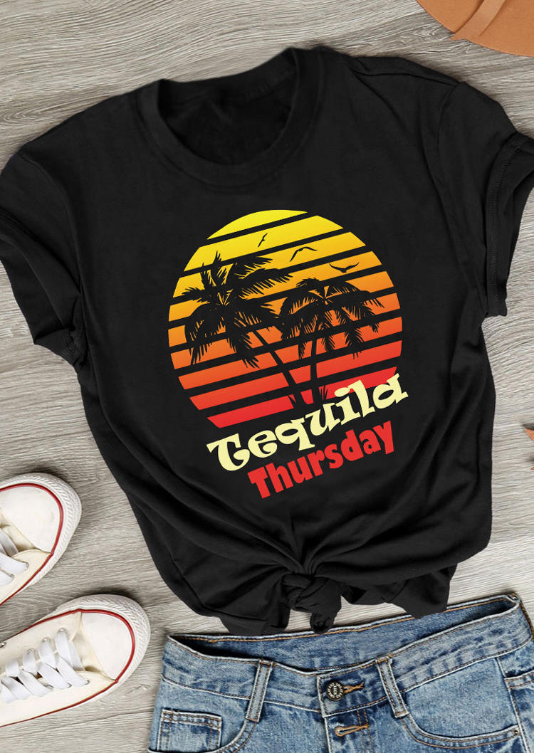 

T-shirts Tees Tequila Thursday Coconut Tree T-Shirt Tee in Black. Size