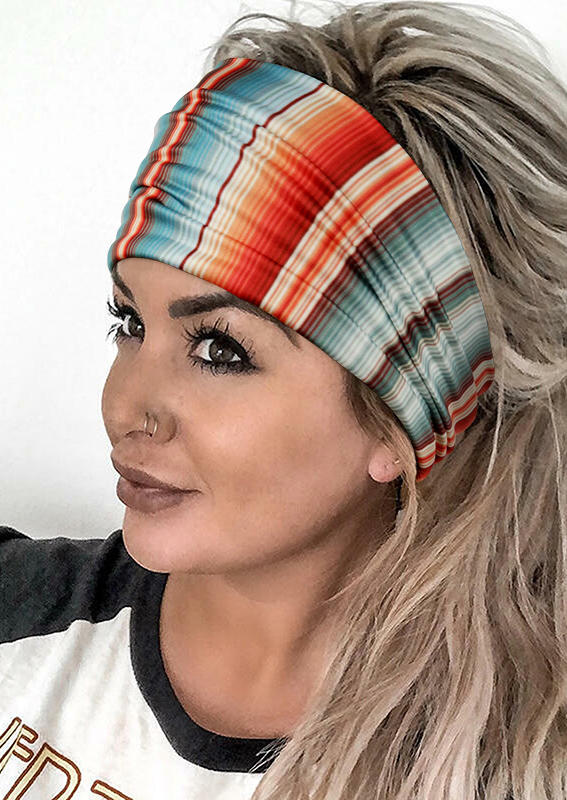 

Serape Striped Sports Wide Headband in Multicolor. Size