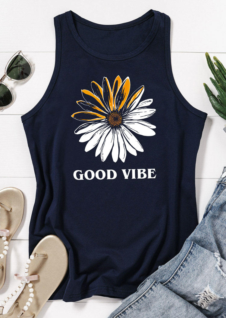 Tank Tops Daisy Casual Tank Top in Navy Blue. Size: S,L,XL