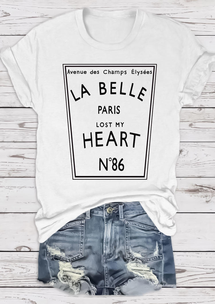T-shirts Tees Paris Lost My Heart T-Shirt Tee in White. Size: S