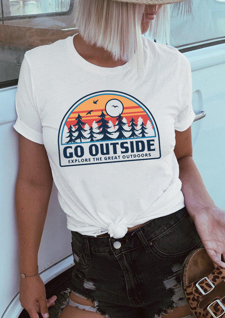 T-shirts Tees Go Outside Explore The Great Outdoors T-Shirt Tee in White. Size: S,M,L,XL