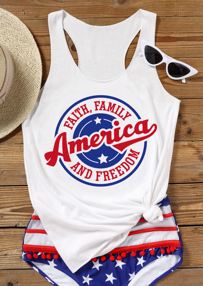 

Tank Tops Faith Family And Freedom America Racerback Tank Top in White. Size: ,L