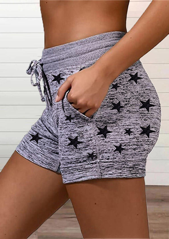 Shorts Star Pocket Drawstring Shorts in Gray. Size: XL
