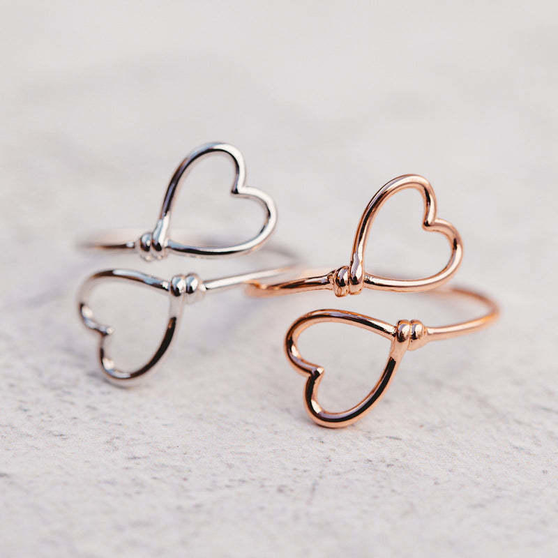 Rings Heart Adjustable Open Alloy Ring in Gold,Silver. Size: One Size