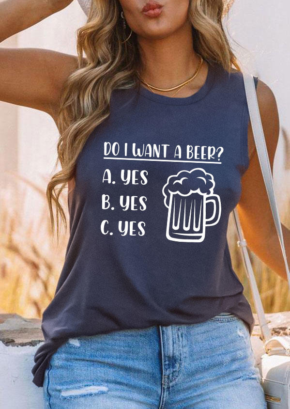 Do I Want A Beer O-Neck Tank - Navy Blue
