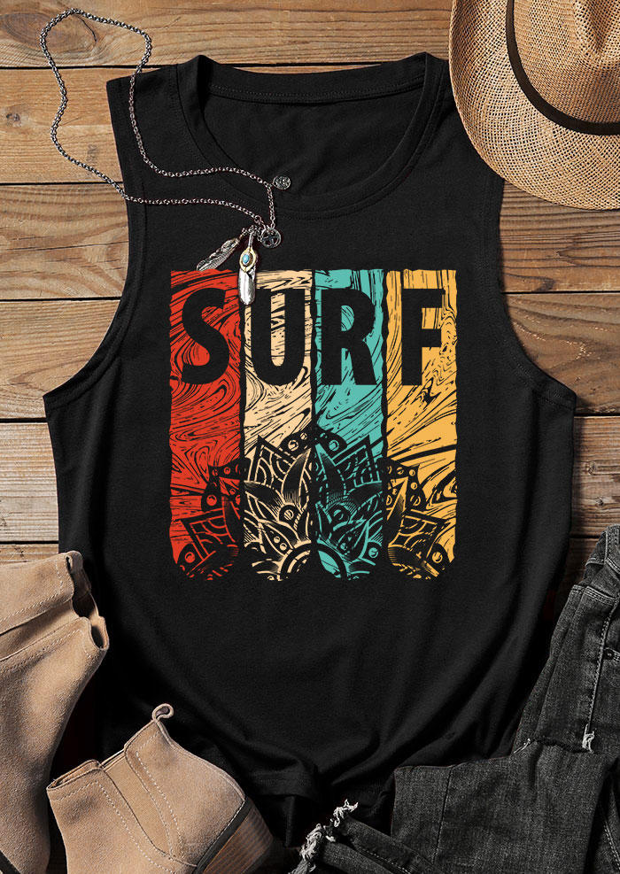 Tank Tops Summer Surf Floral Tank Top in Black. Size: L