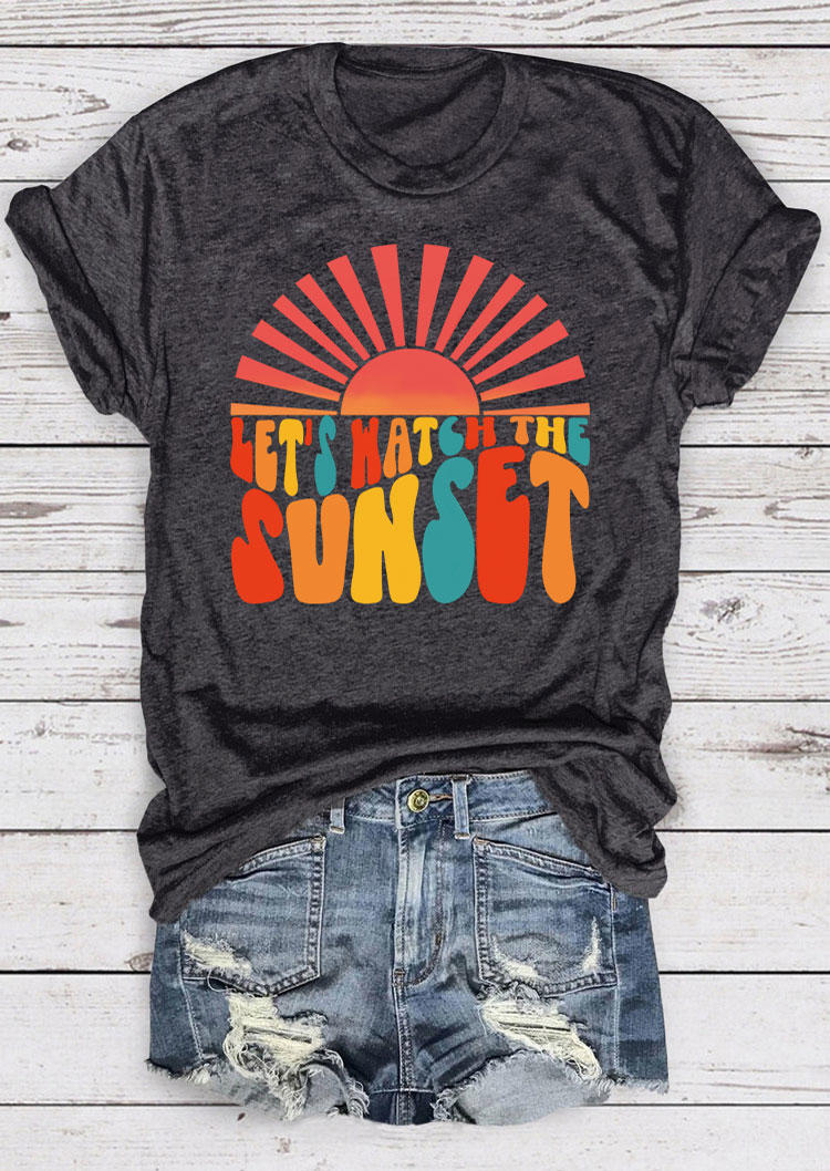 

T-shirts Tees Let's Watch The Sunset O-Neck T-Shirt Tee in Dark Grey. Size