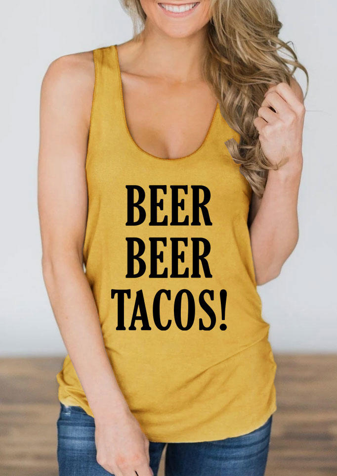 Beer Beer Tacos Racerback Tank - Yellow
