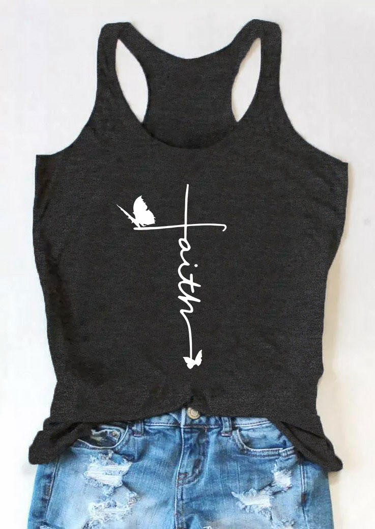 

Tank Tops Faith Butterfly Racerback Tank Top in Dark Grey. Size