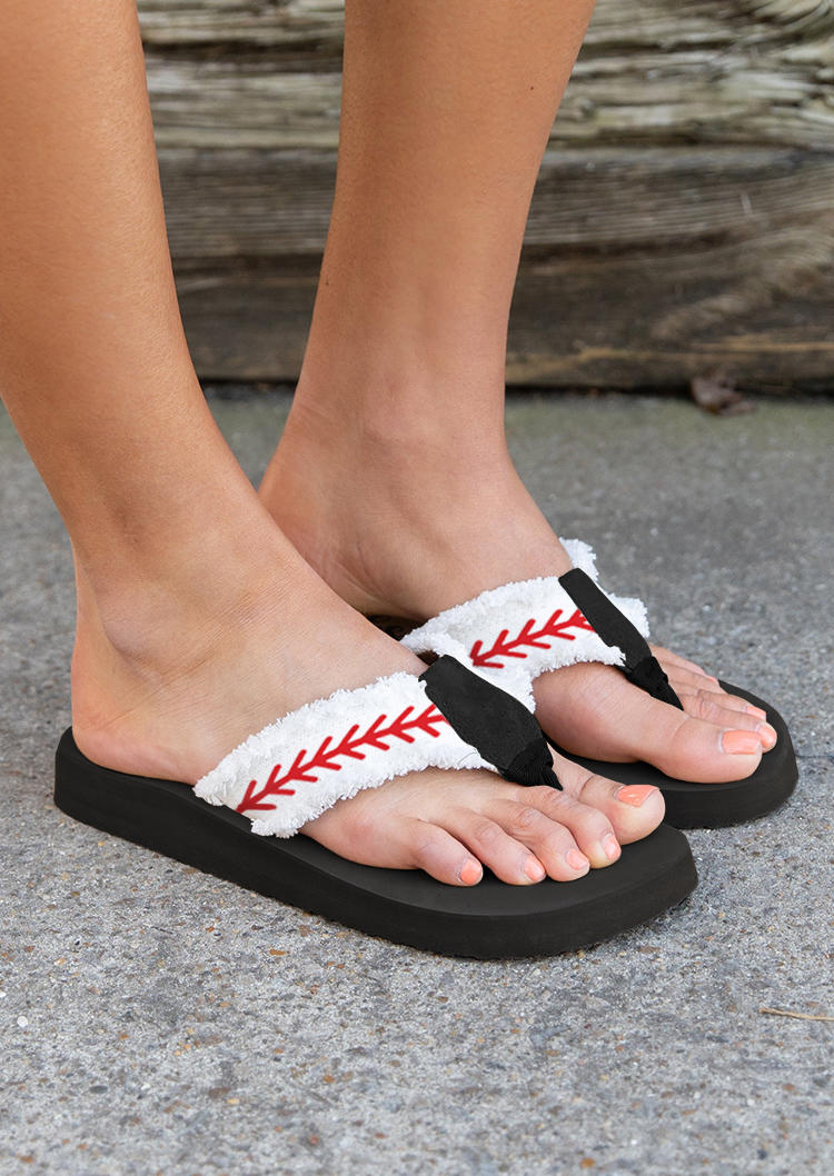 

Slippers Baseball Flip Flops Flat Slippers in Black. Size: ,38,39,40,41